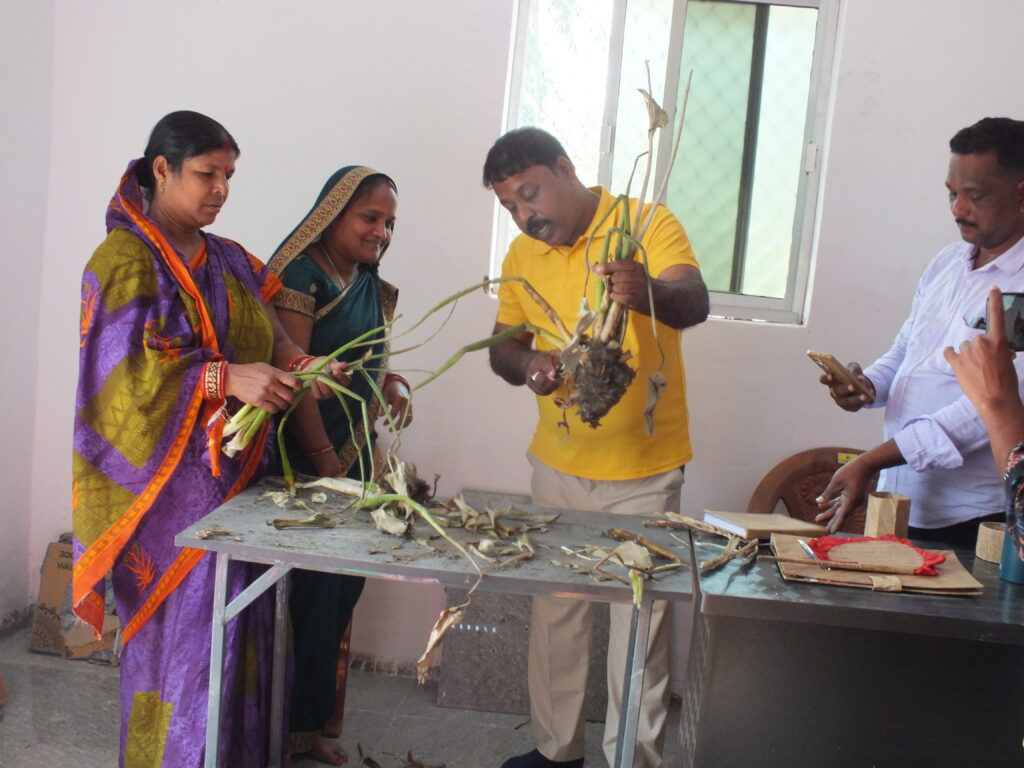 First Training Session for Women SHGs in Chilika to understand how to turn invasive Water Hyacinth into Handicraft 
